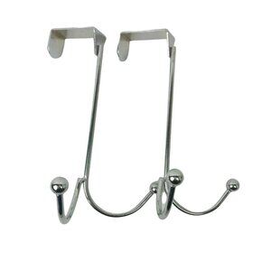 Essentials Over the Door Double Hooks New Chrome Plated Hang Clothes 6"